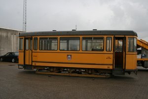 Århus bivogn nr. 55 ved flytningen fra Busgaragen i Risskov til ny opbevaring i Ryomgård